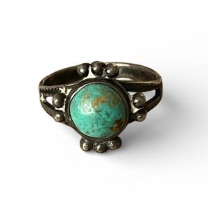 Vintage Sterling Silver Turquoise Snake Ring Size 5.5